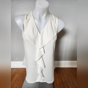 3/$20 WHBM Ecru ruffle front dress shirt